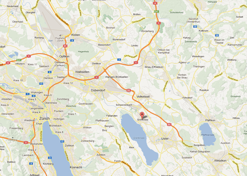 carte r&eacute;gionale de Zurich